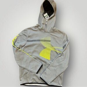Under Armour Gray Hoodie with Neon Yellow Logo large kids
